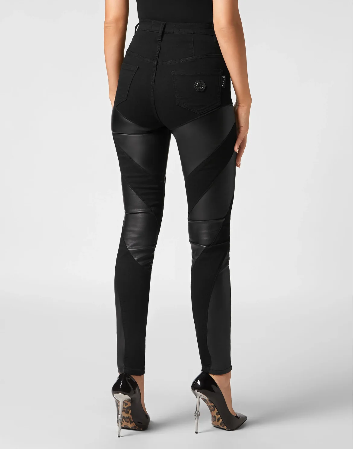 Denim Super High Waist Jeggings, цвет: Черный