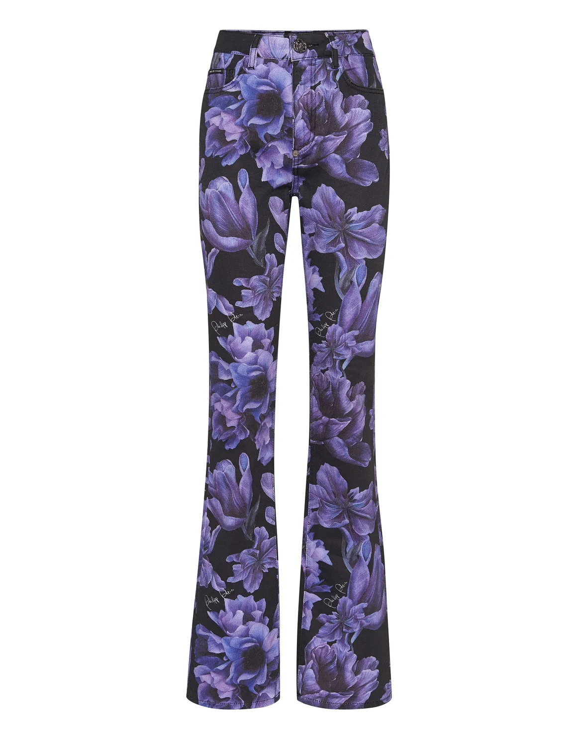 Denim Trousers  Flare Fit Flowers, цвет: Черный