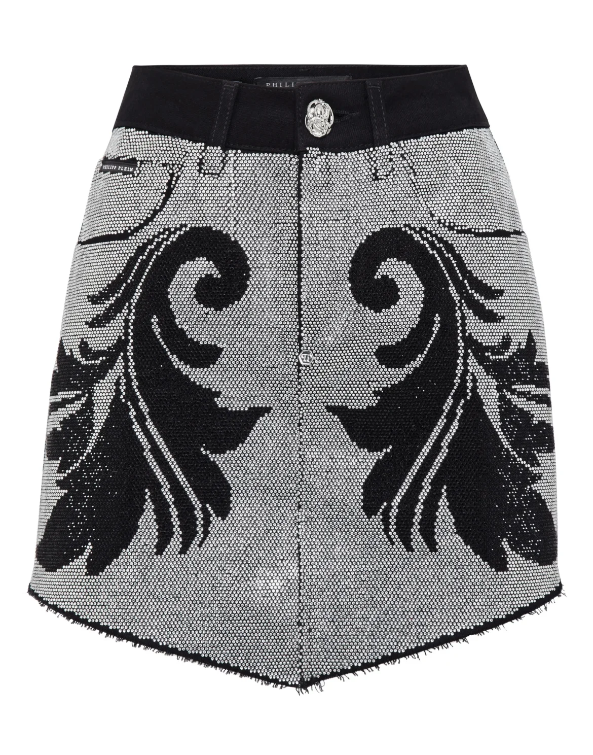 Denim Mini Skirt with Crystals Cowboy, цвет: Черный