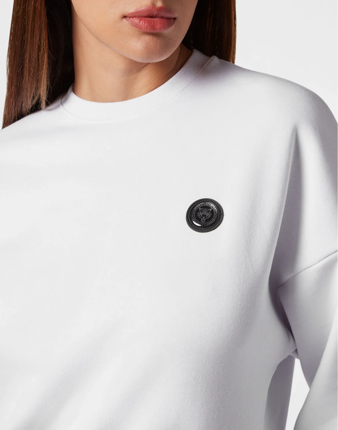 Cropped Sweatshirt LS Glitter, цвет: Белый