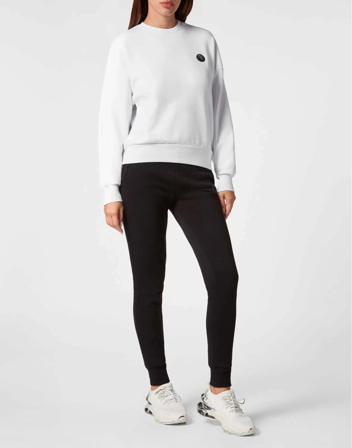 Cropped Sweatshirt LS Glitter, цвет: Белый