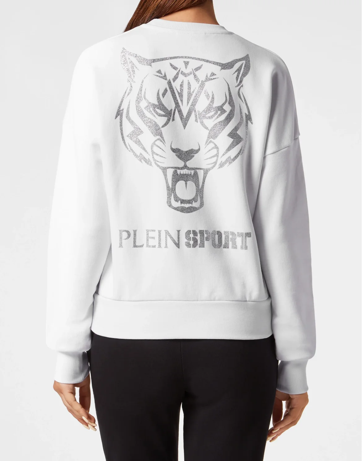 Cropped Sweatshirt LS Glitter, цвет: Белый