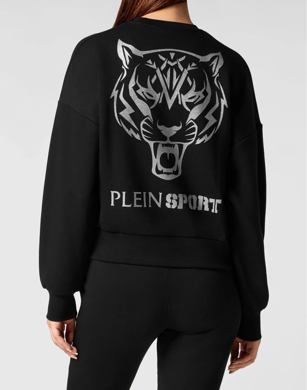 Cropped Sweatshirt LS Glitter, цвет: Черный