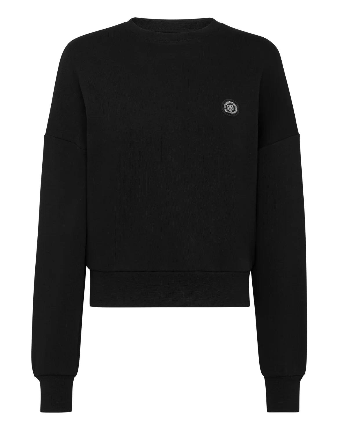 Cropped Sweatshirt LS Glitter, цвет: Черный
