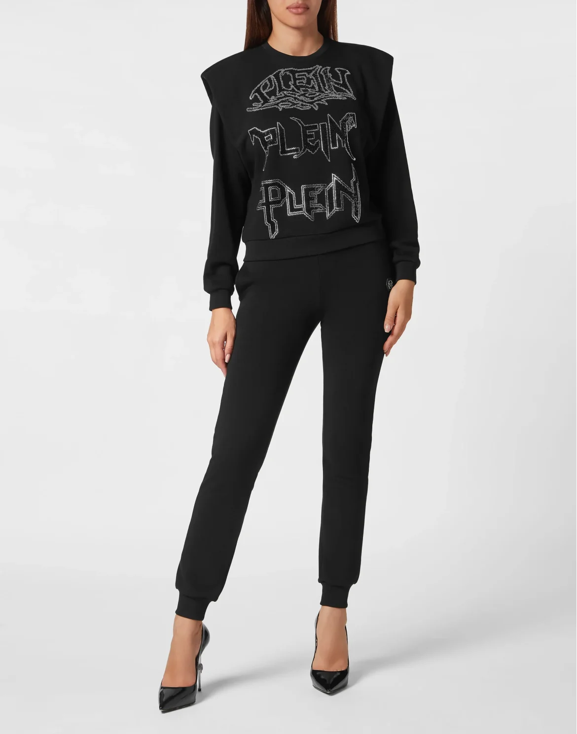 Padded Shoulder Sweatshirt Crystal, цвет: Черный