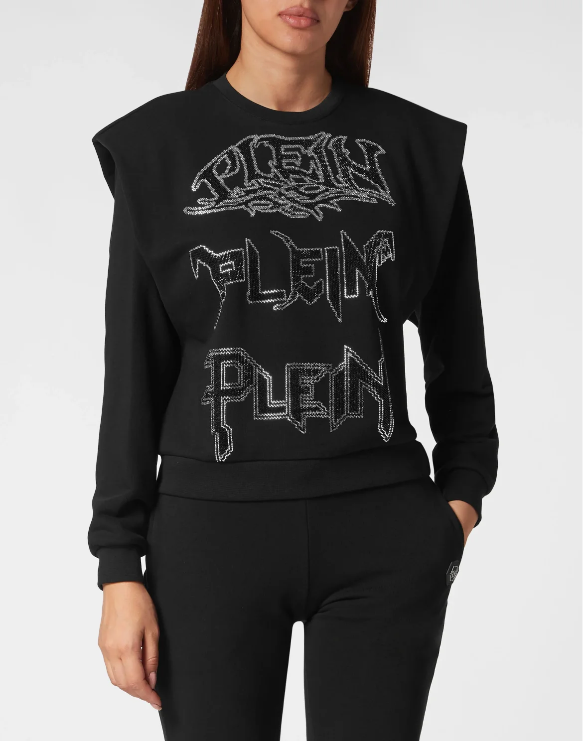 Padded Shoulder Sweatshirt Crystal, цвет: Черный