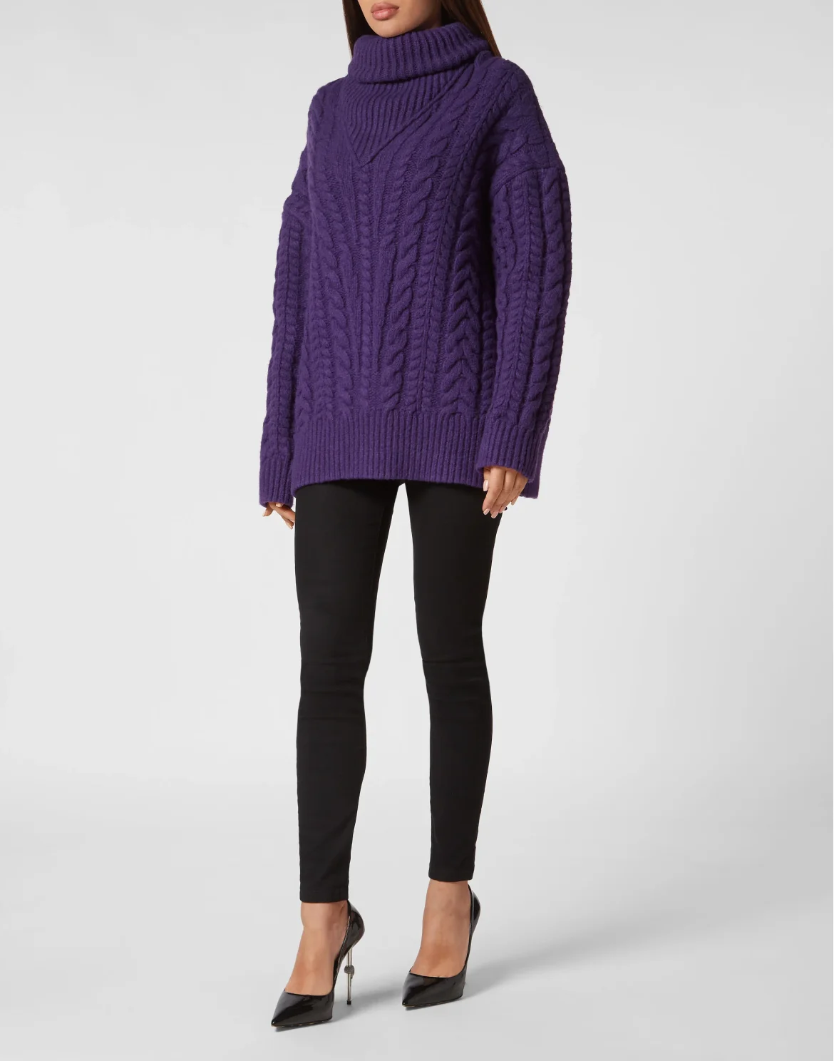 Wool Turtleneck Sweater Skull&Bones, цвет: Фиолетовый