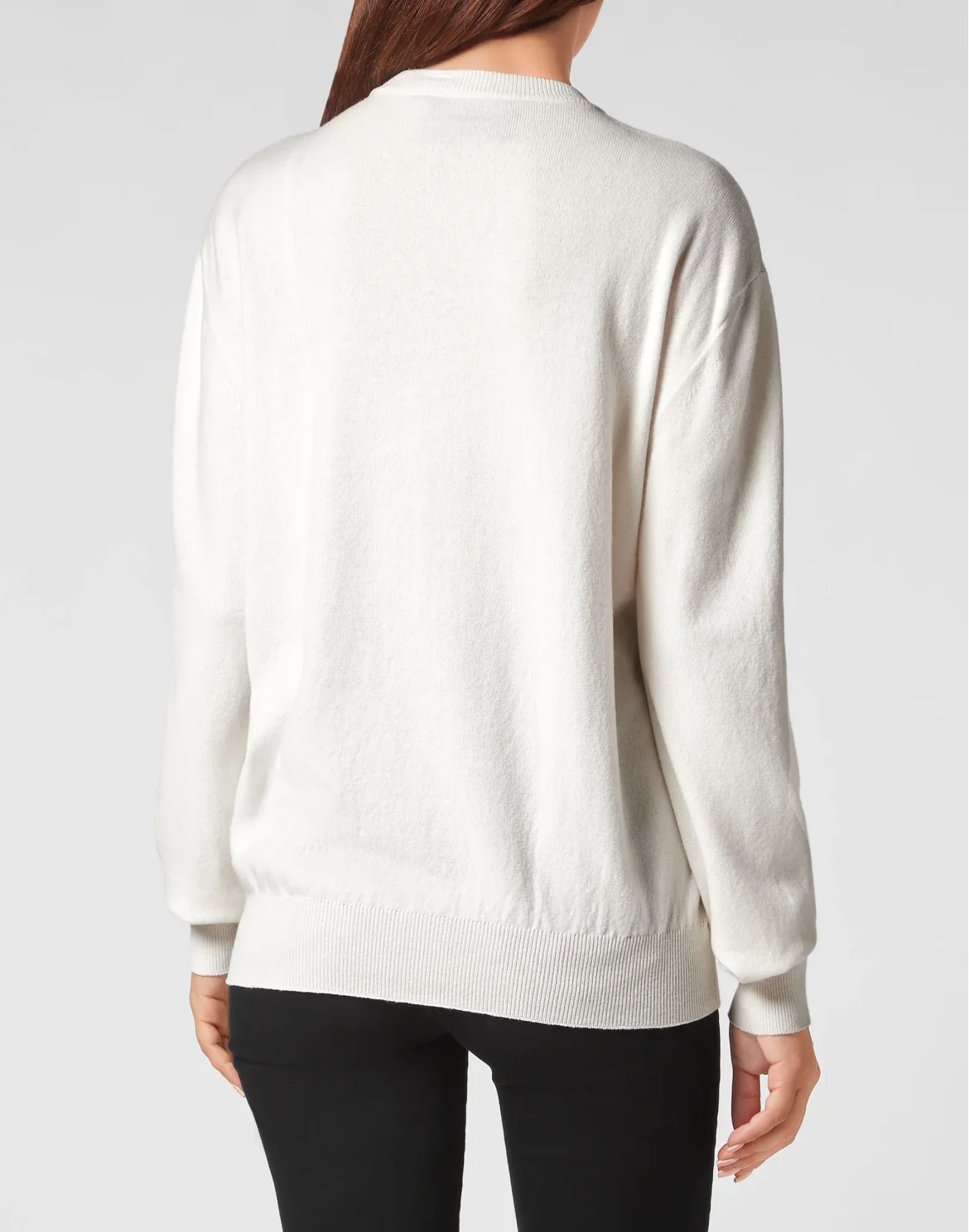 Cashmere Pullover Round Neck LS Crystal Skull, цвет: Белый