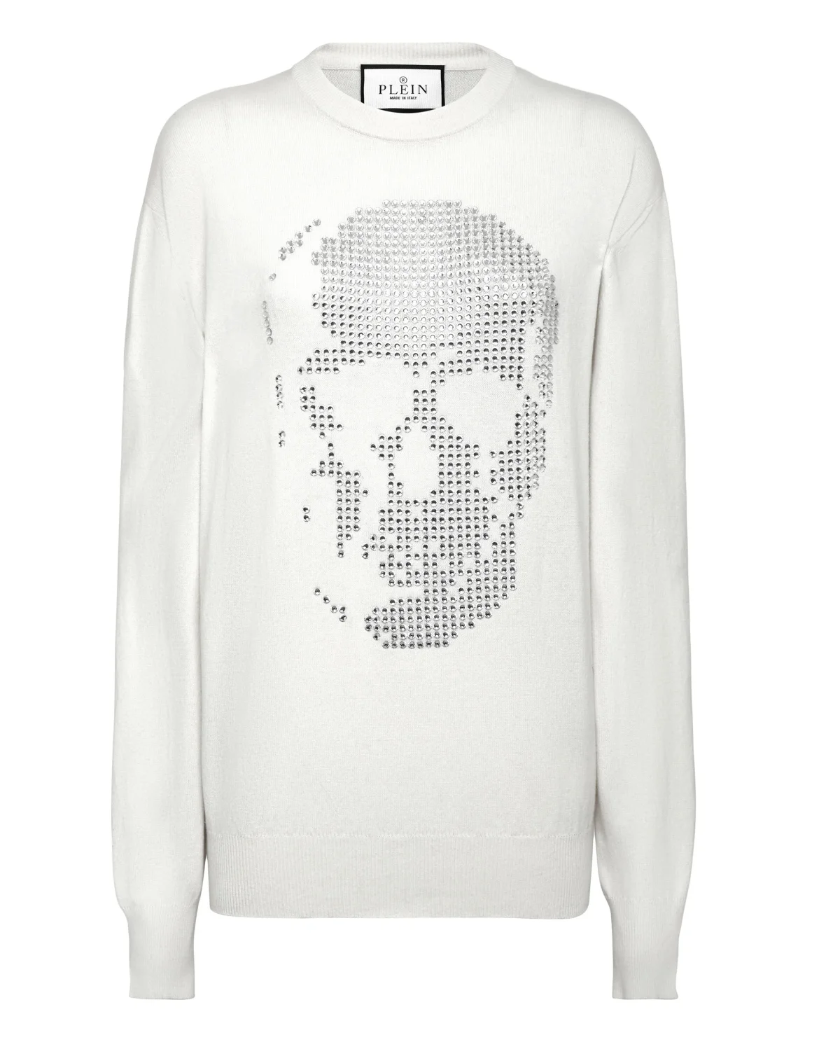 Cashmere Pullover Round Neck LS Crystal Skull, цвет: Белый