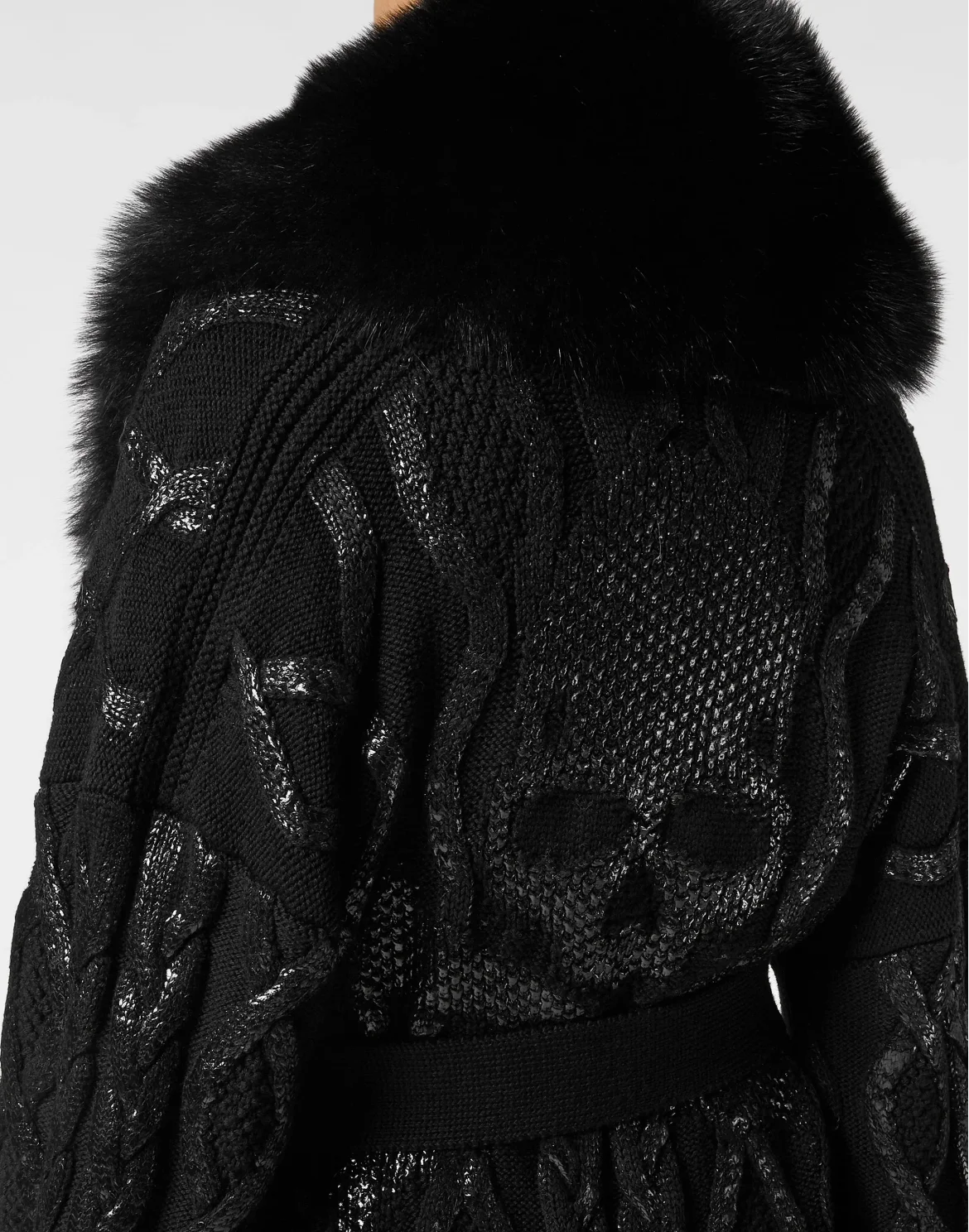 Wool & Fur Cardigan Long Skull&Bones, цвет: Черный