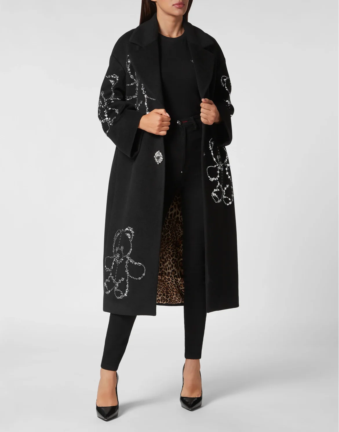 Wool Cloth Oversize Coat Castoni Teddy Bear, цвет: Черный