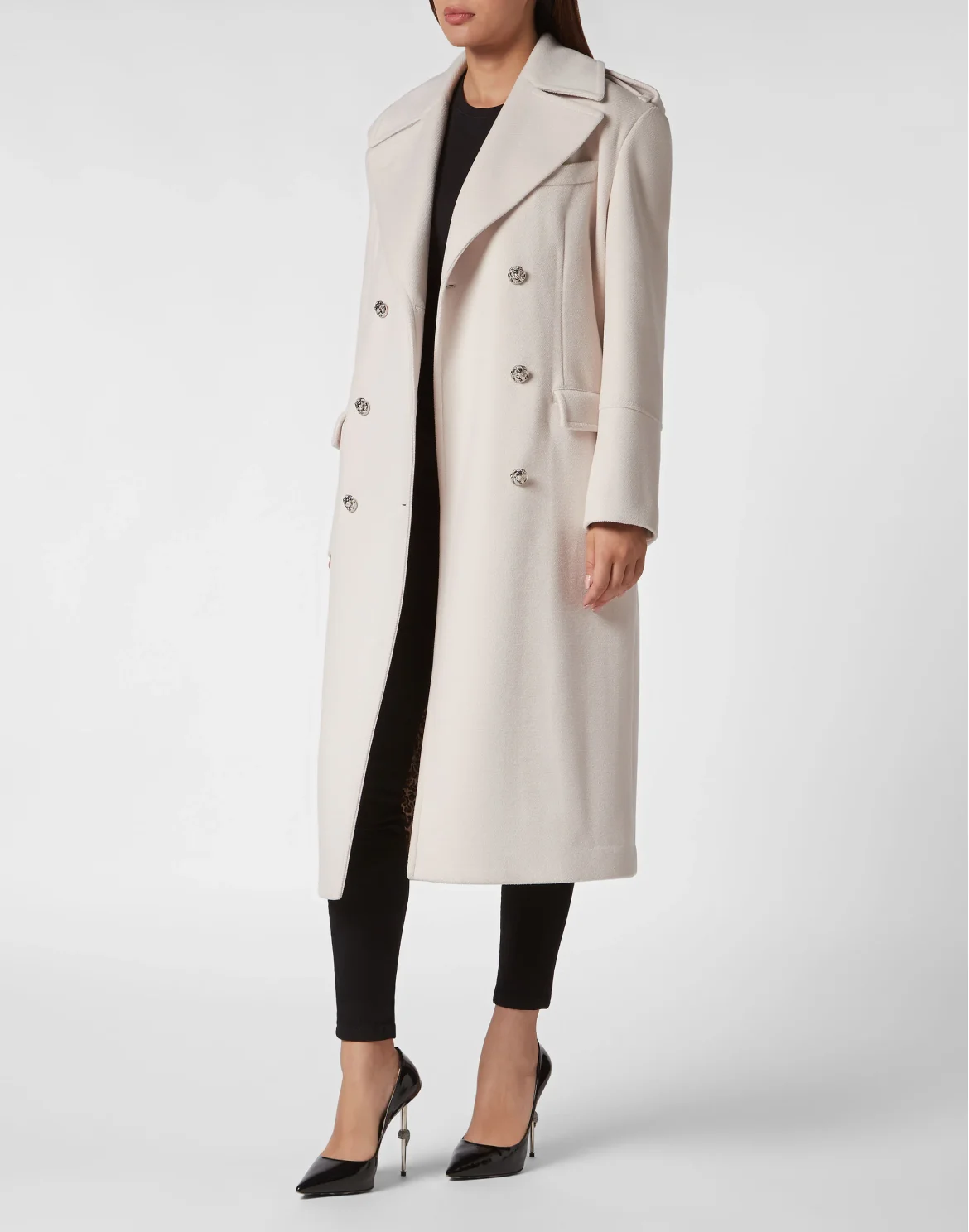 Wool Coat Long Crystal Skull, цвет: Белый