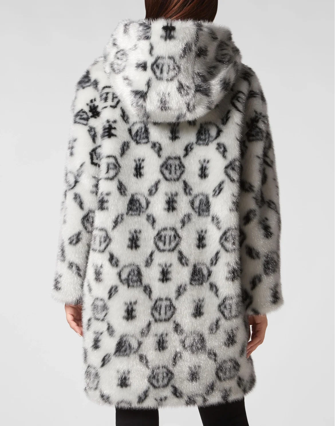 Eco Fur Coat Long Monogram, цвет: Белый