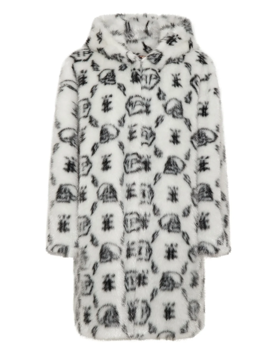 Eco Fur Coat Long Monogram, цвет: Белый