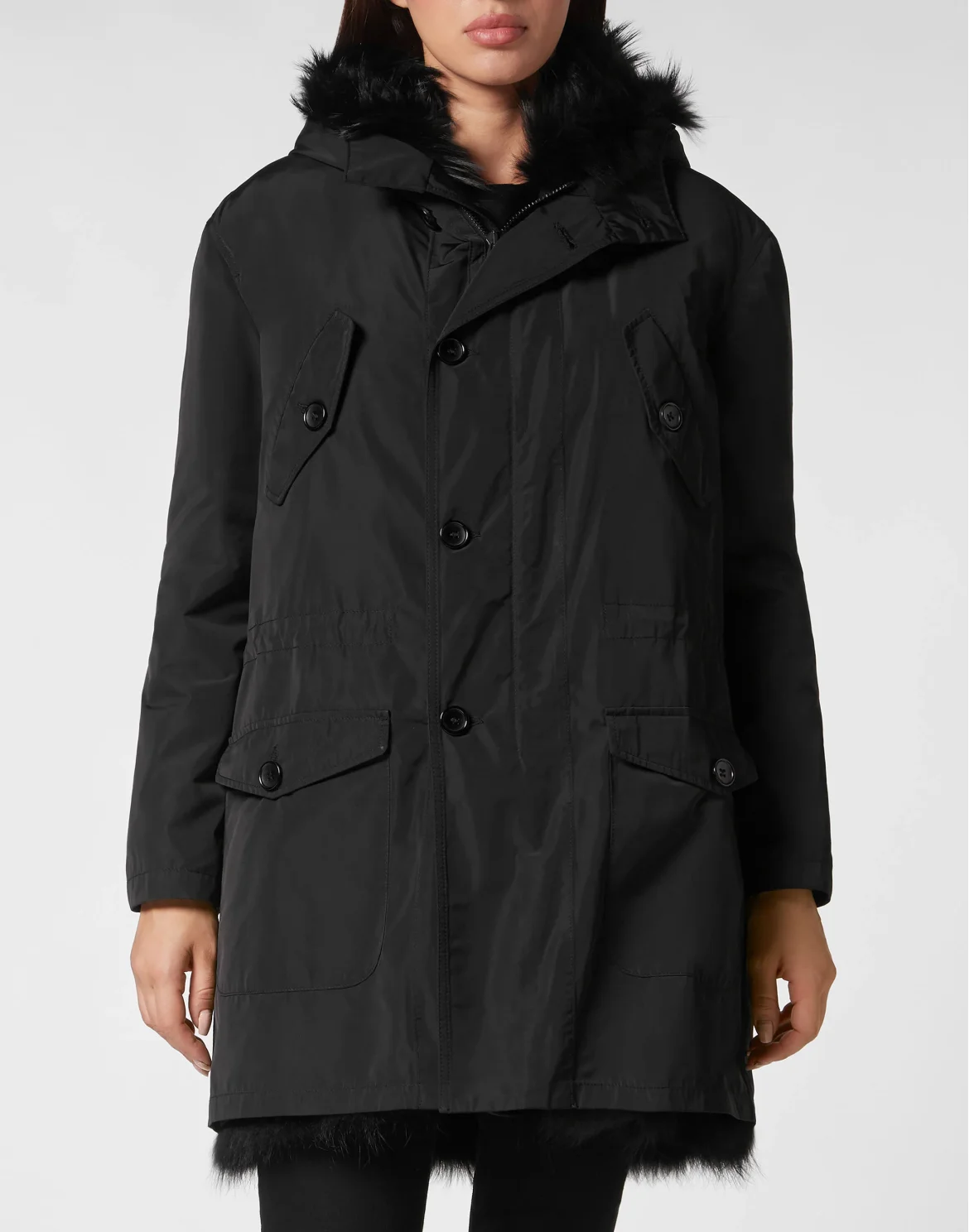 Classic Parka with Fur, цвет: Черный