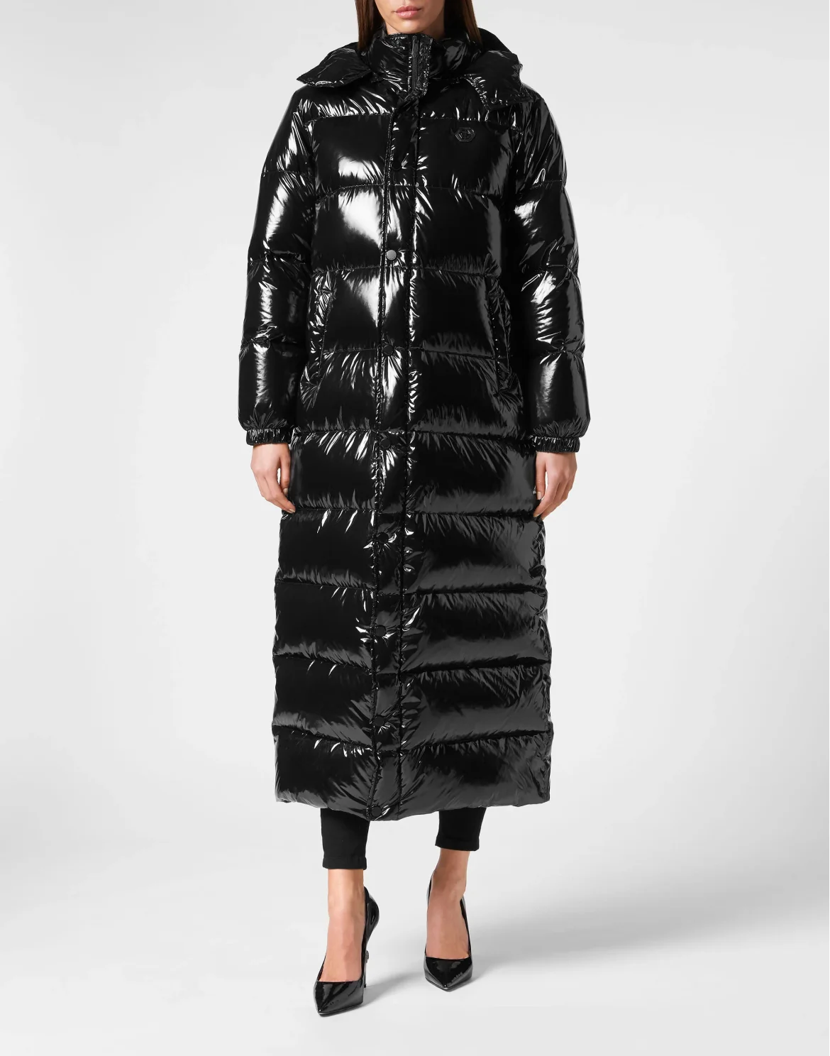 Nylon Superlong Down Jacket, цвет: Черный