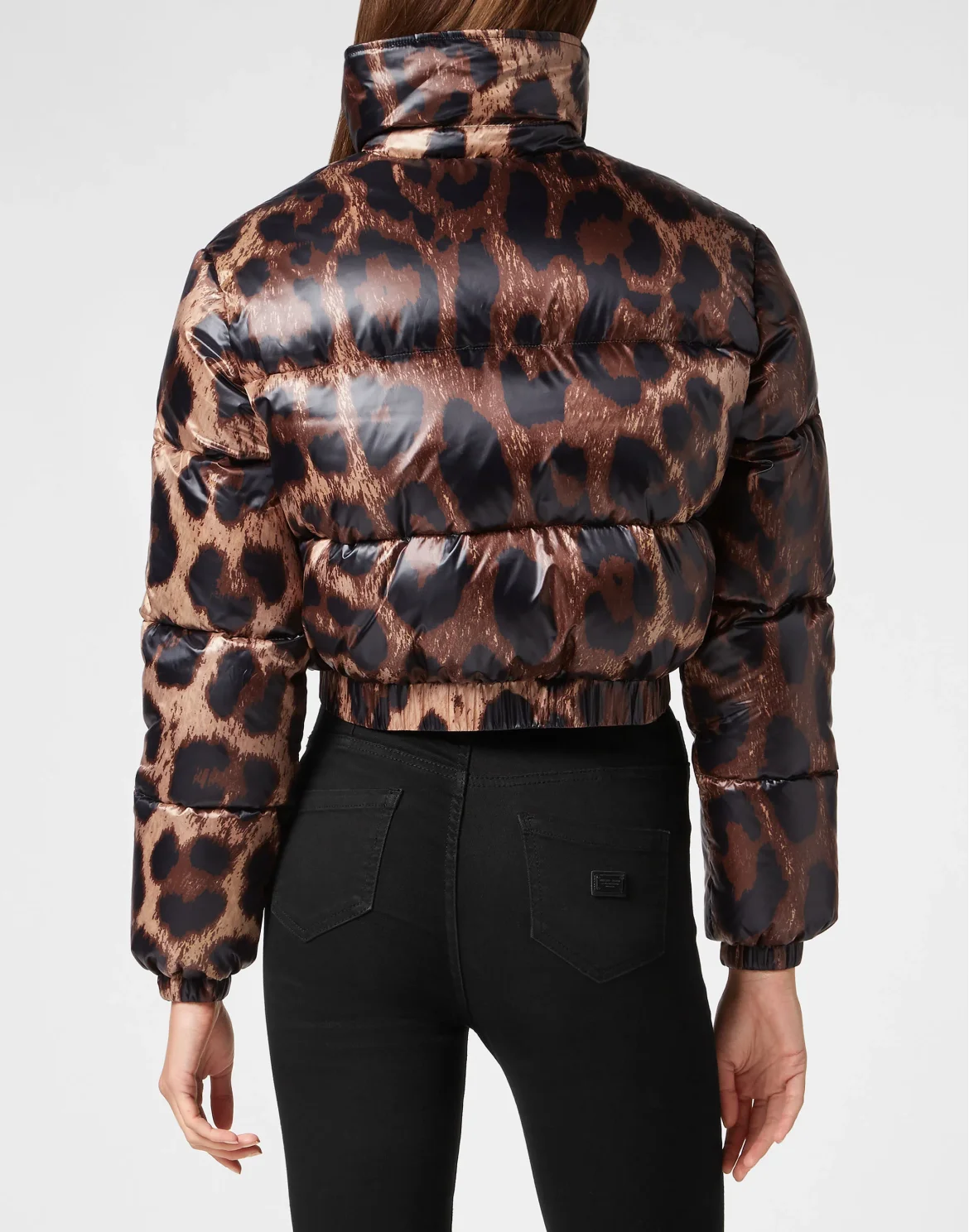 Cropped Nylon Down Jacket Leopard, цвет: Леопард