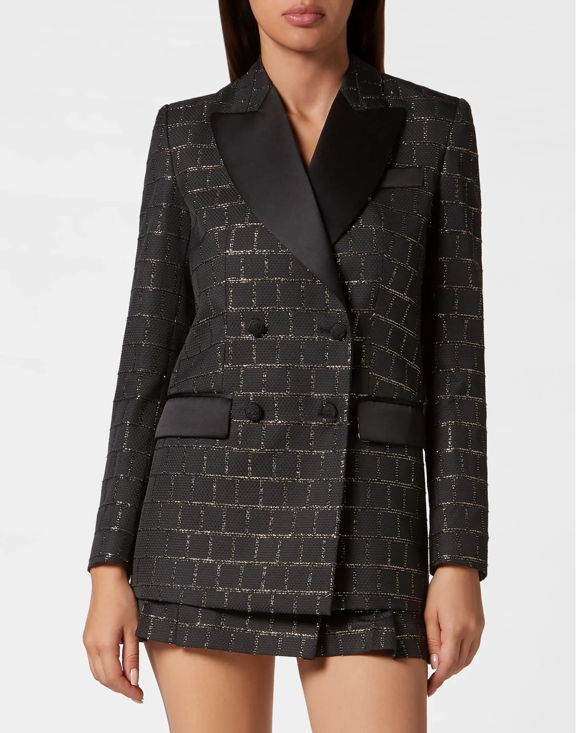 Jacquard Double-Breasted Blazer Sartorial, цвет: Черный