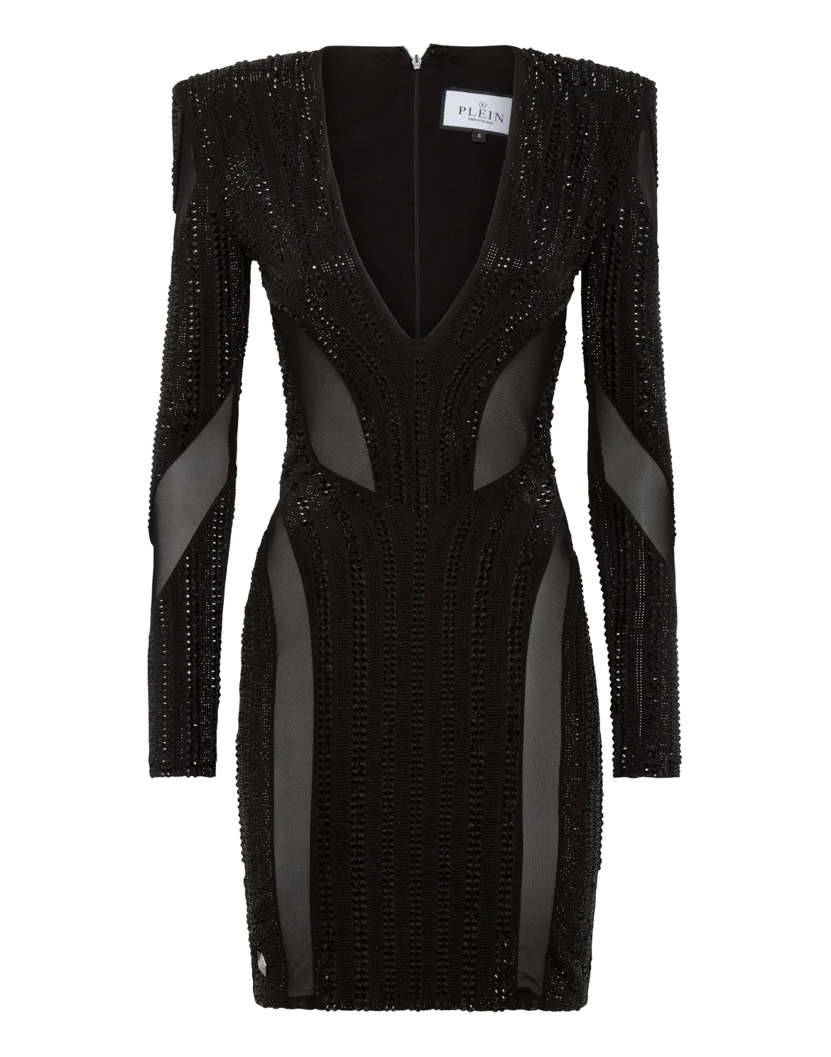 Padded Shoulder Mini Dress, цвет: Черный