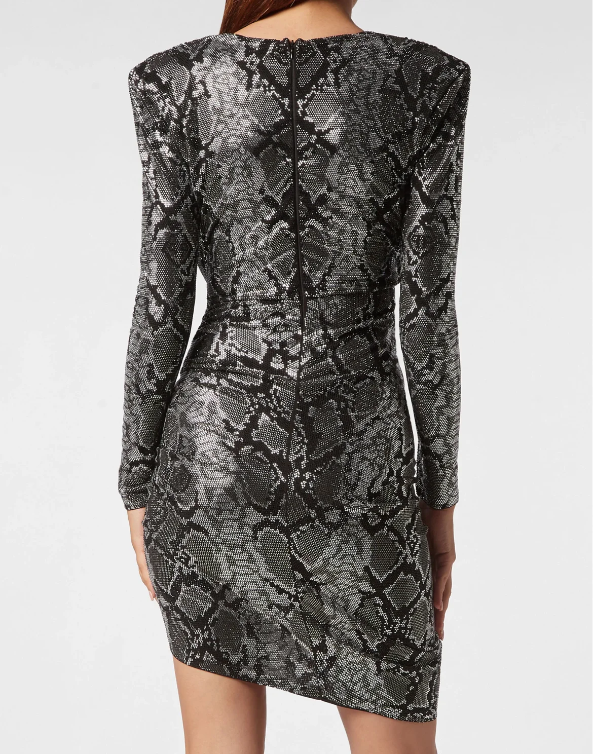 V-Neck Mini Dress, цвет: Серебристый