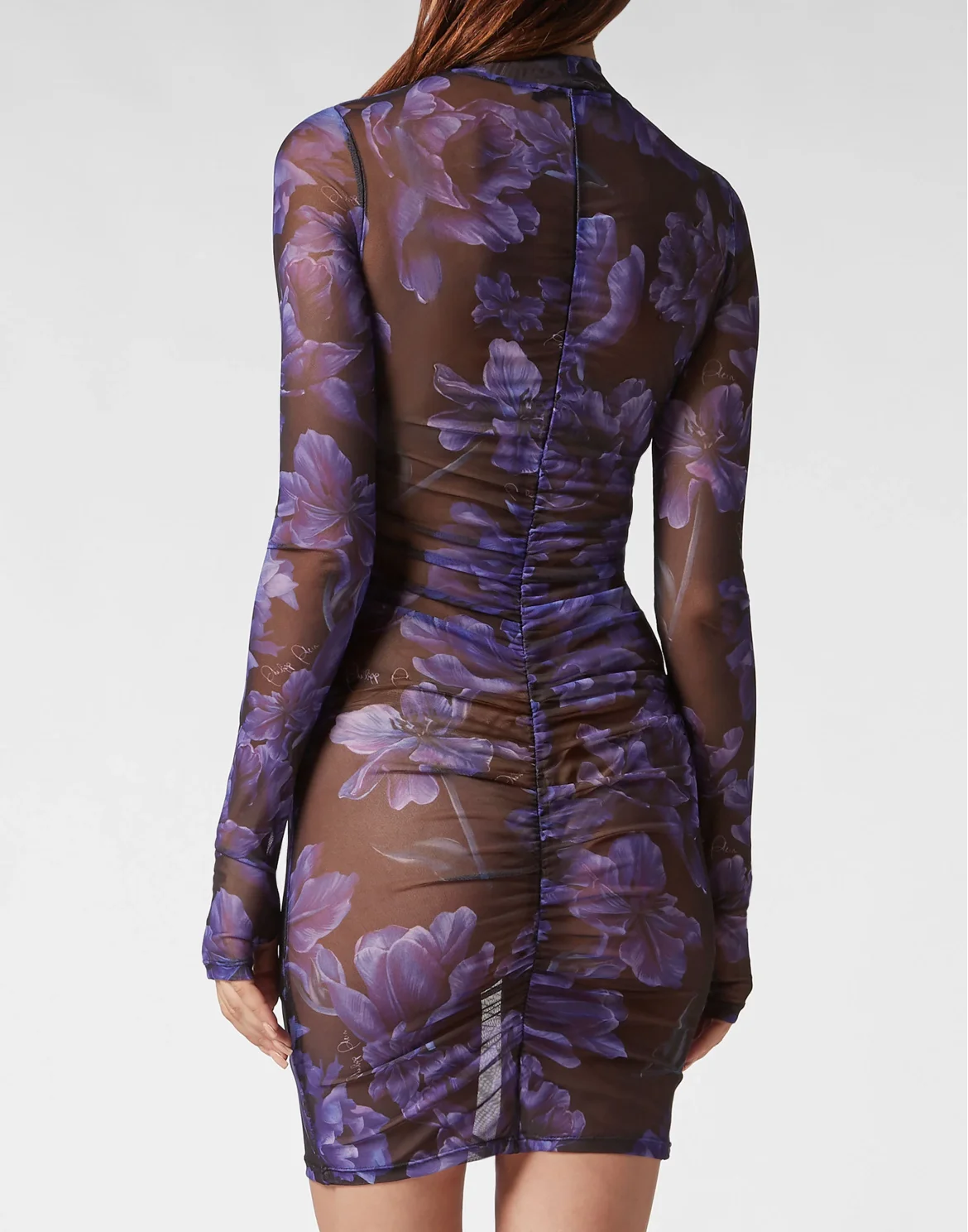 Long-sleeve Mini Dress Flowers, цвет: Черный