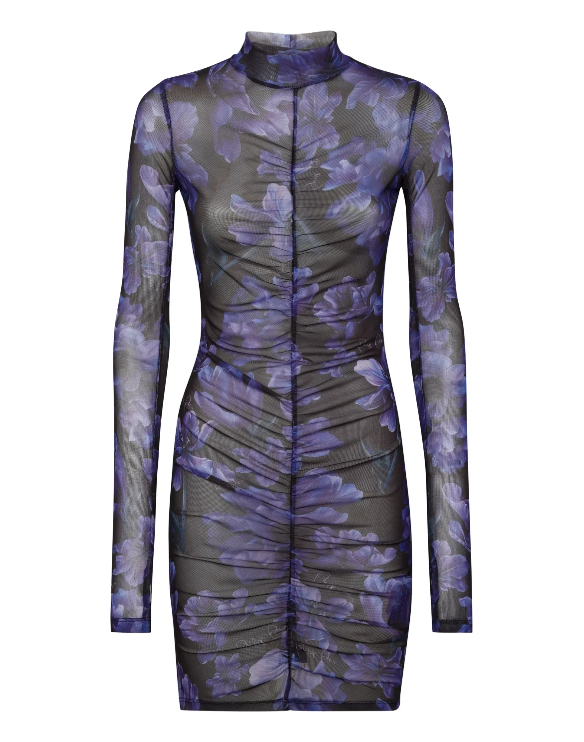 Long-sleeve Mini Dress Flowers, цвет: Черный