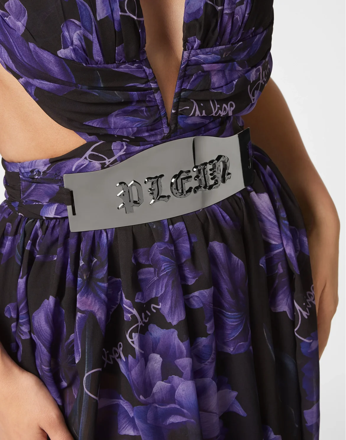 Chiffon Long Dress Flowers, цвет: Черный