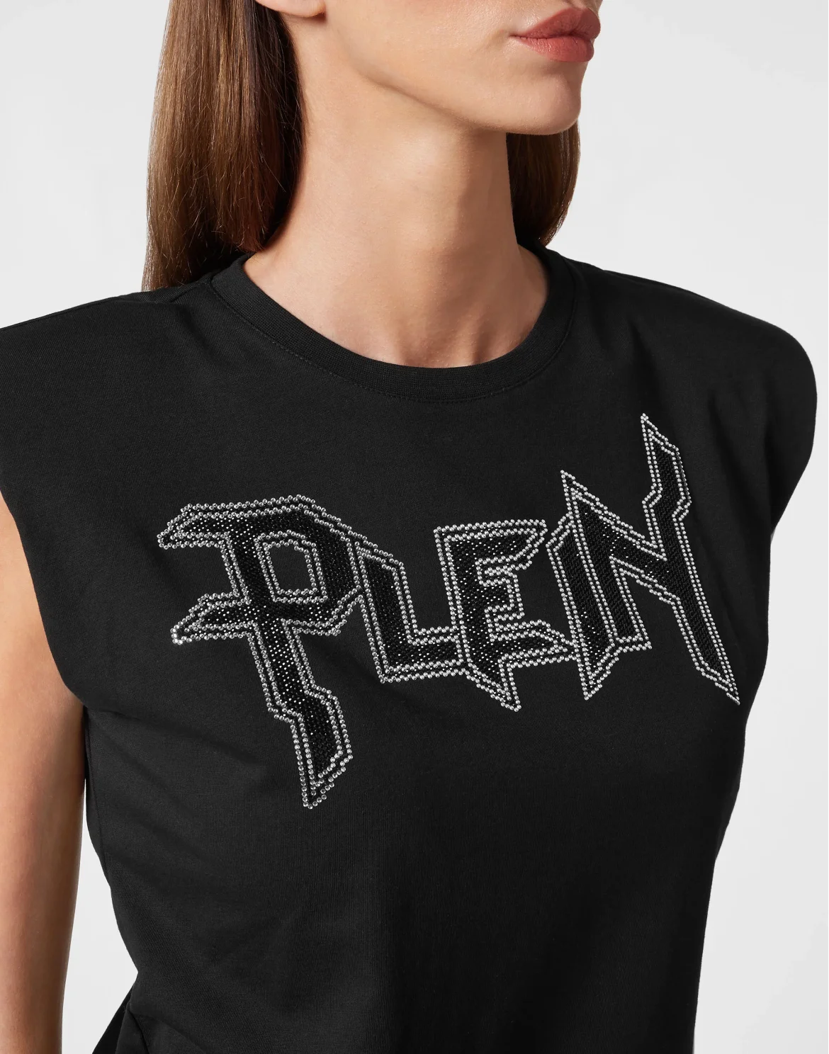 Padded Shoulder Tank Top Iconic Plein, цвет: Черный