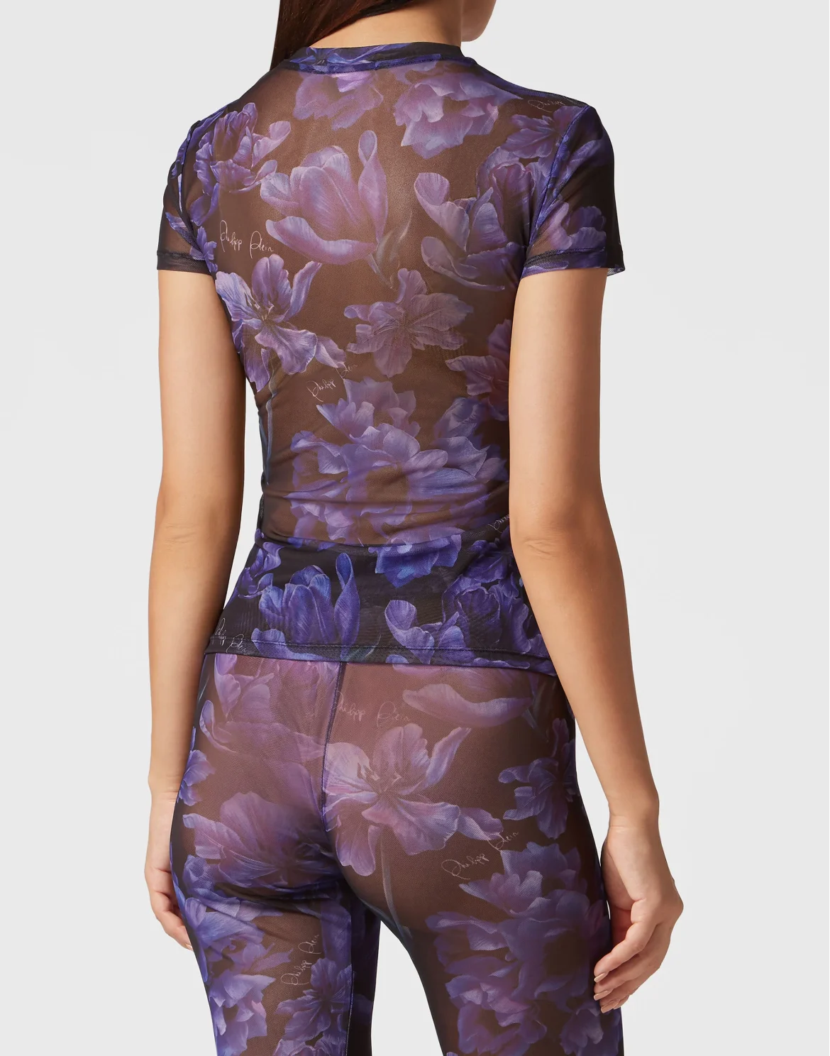 T-shirt Round Neck Sexy Pure Fit Flowers, цвет: Черный