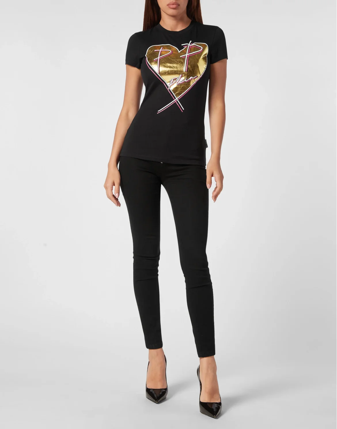 T-shirt Round Neck Sexy Pure Fit, цвет: Черный