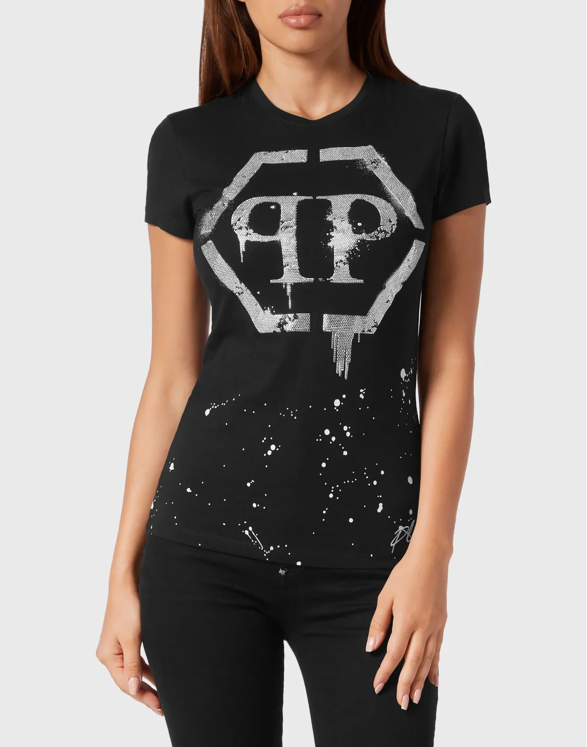 T-shirt Round Neck Sexy Pure Fit Hexagon, цвет: Черный