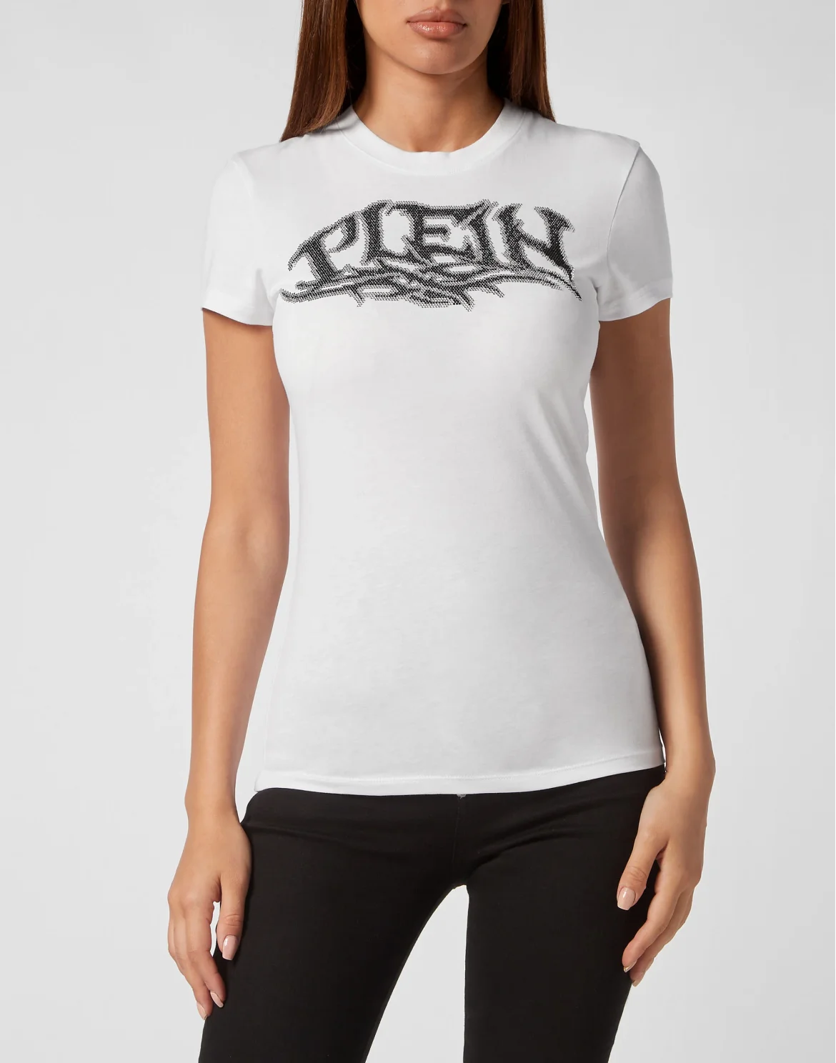 T-shirt Round Neck Sexy Pure Fit Crystal, цвет: Белый