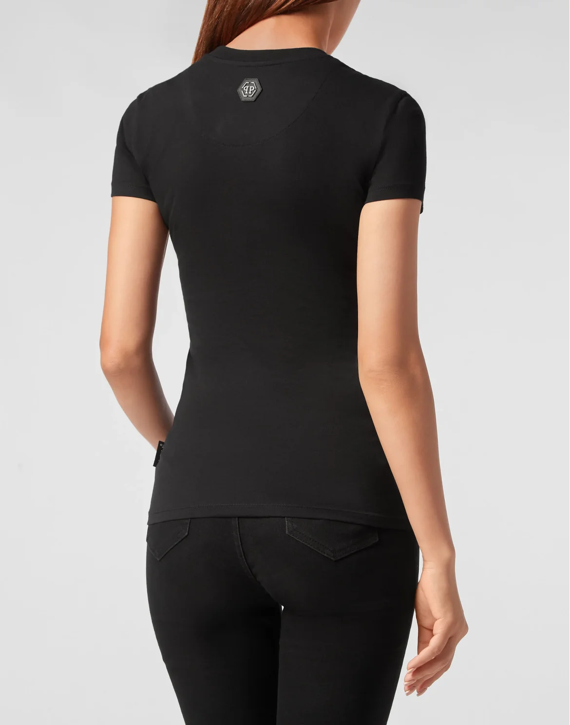 T-shirt Round Neck Sexy Pure Fit Crystal, цвет: Черный