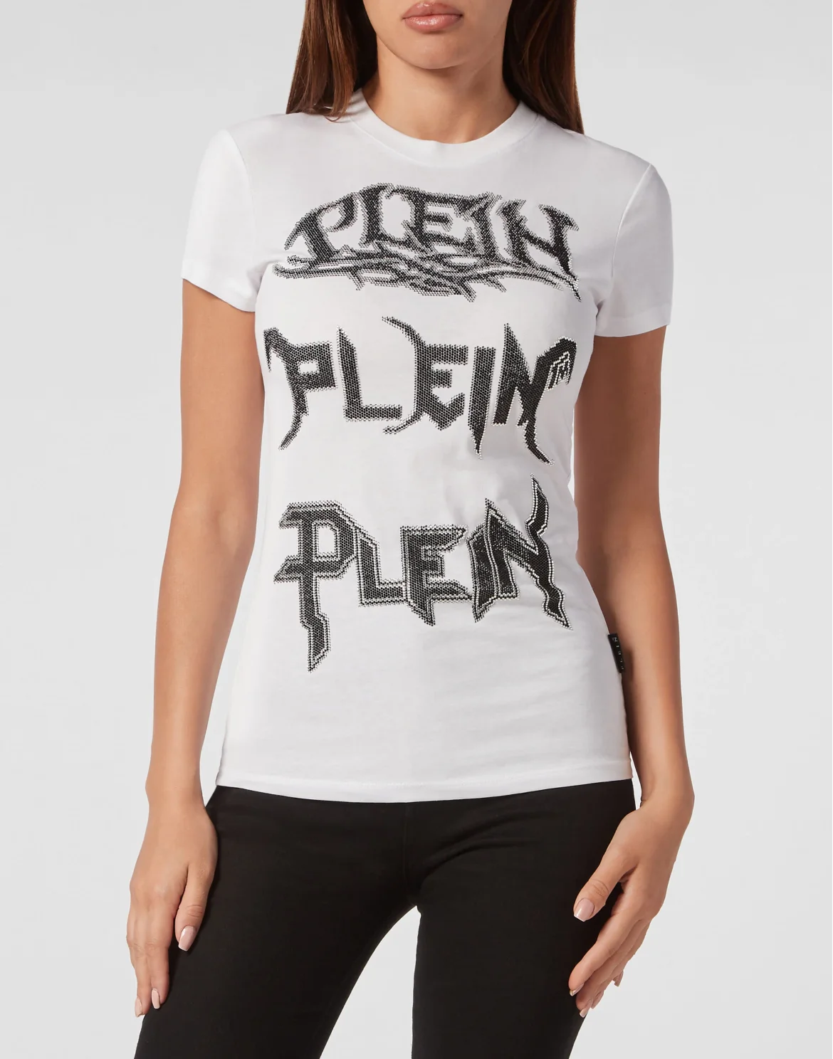 T-shirt Round Neck Sexy Pure Fit Crystal, цвет: Белый