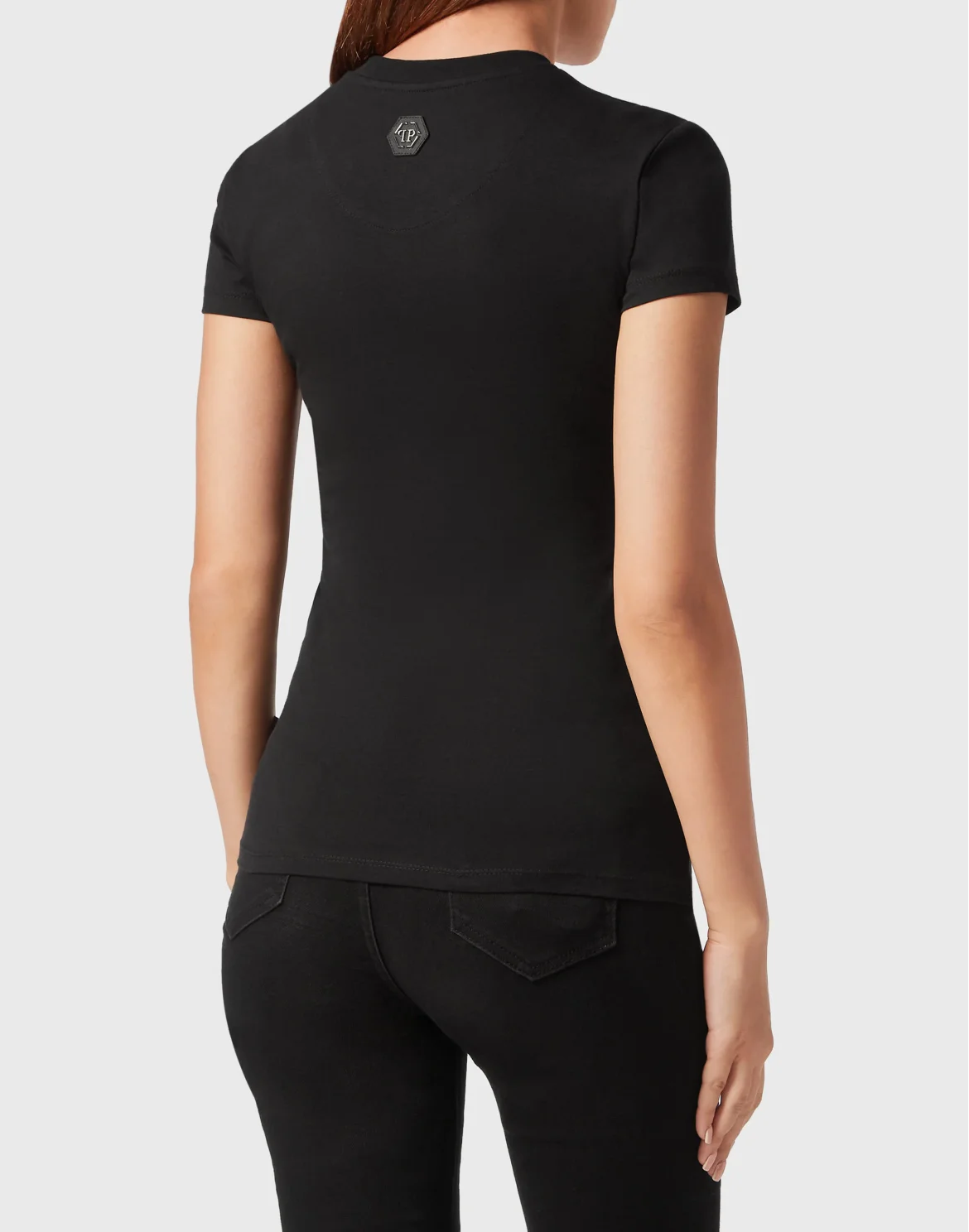 T-shirt Round Neck Sexy Pure Fit Crystal, цвет: Черный