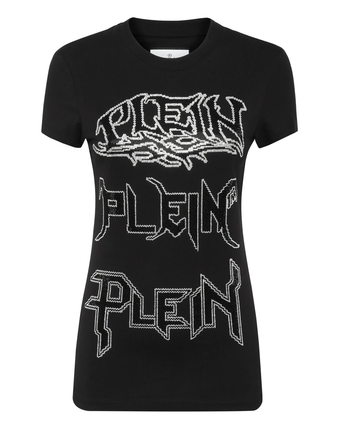 T-shirt Round Neck Sexy Pure Fit Crystal, цвет: Черный