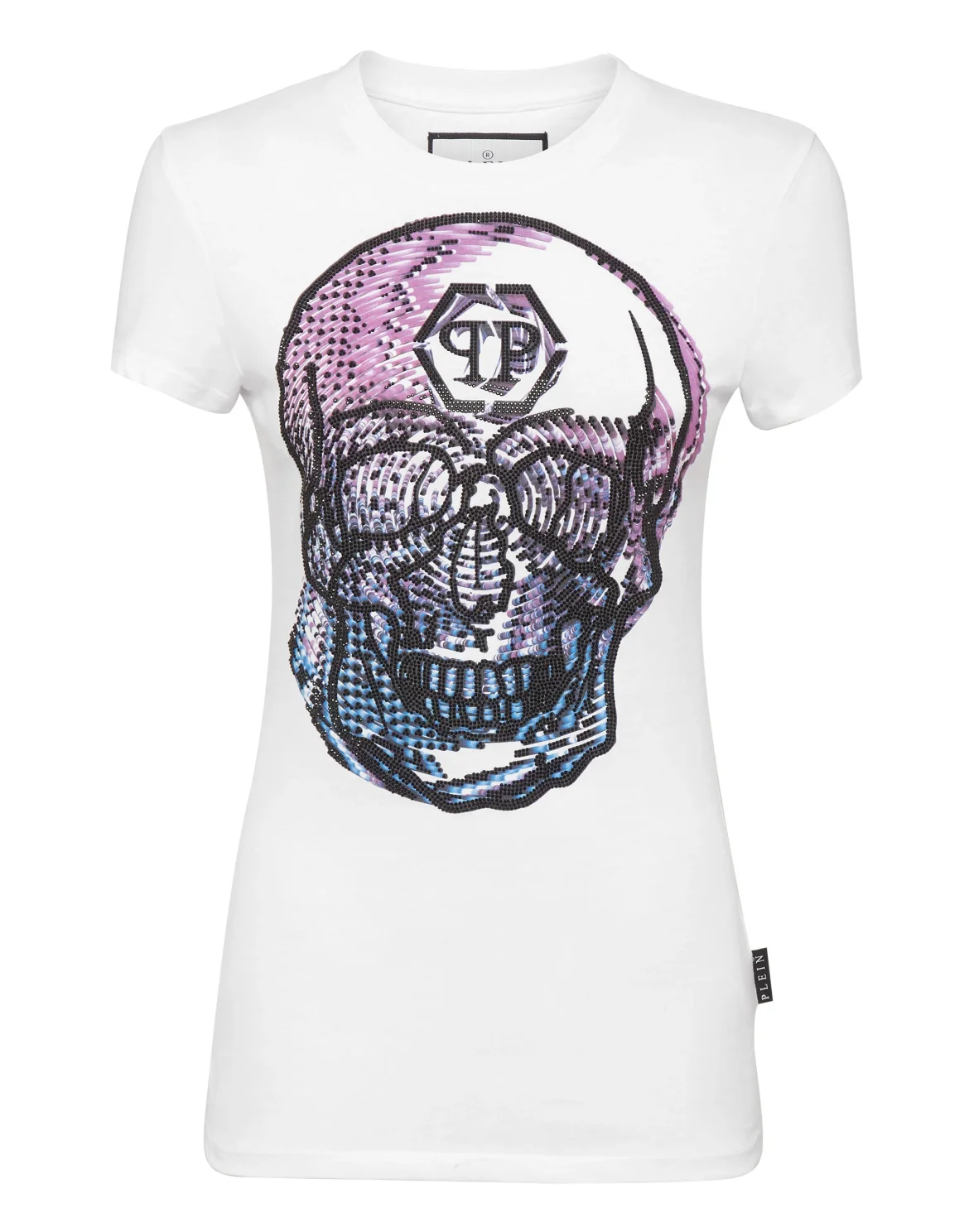 T-shirt Round Neck Sexy Pure Fit Skull, цвет: Белый