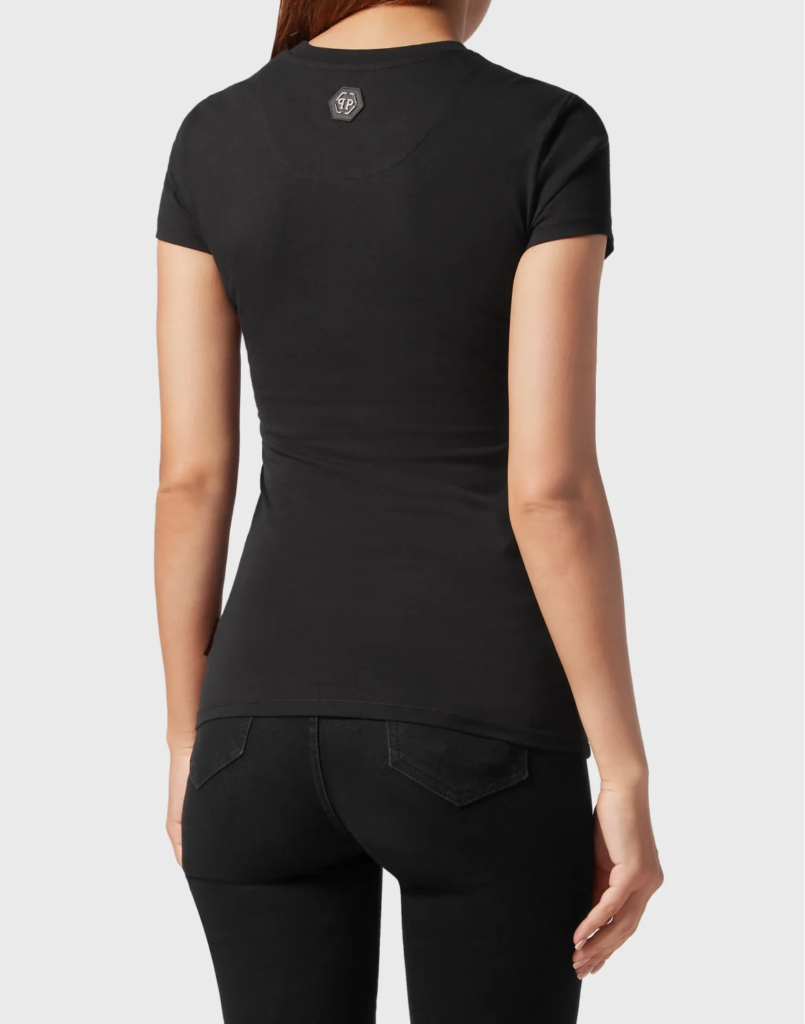 T-shirt Round Neck Sexy Pure Fit Skull, цвет: Черный
