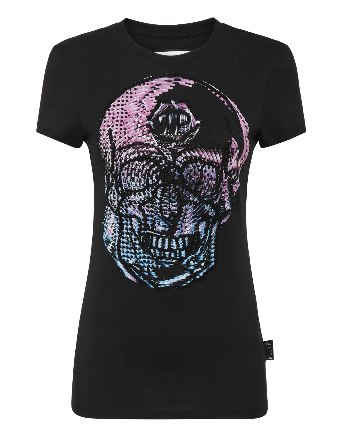 T-shirt Round Neck Sexy Pure Fit Skull, цвет: Черный