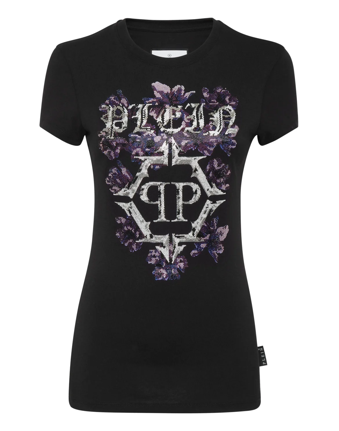 T-shirt Round Neck Sexy Pure Fit Flowers, цвет: Черный