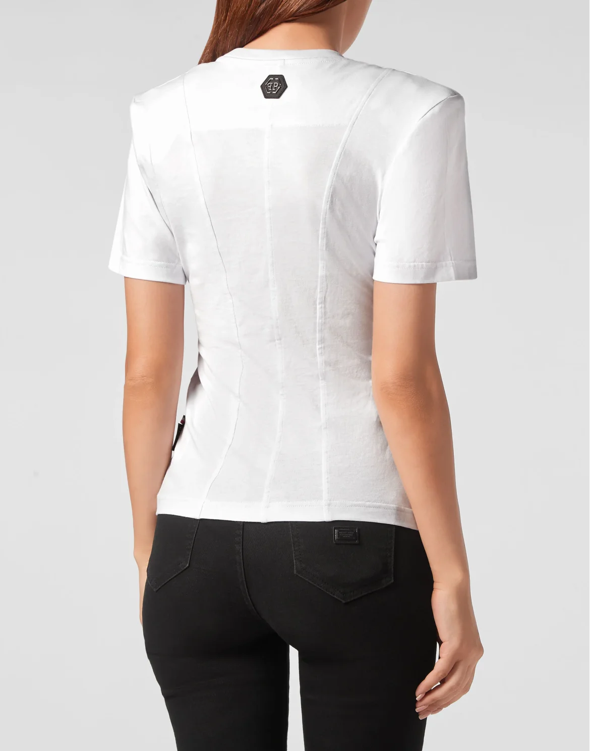 Padded Shoulder T-shirt Sexy Pure Fit Flowers, цвет: Белый