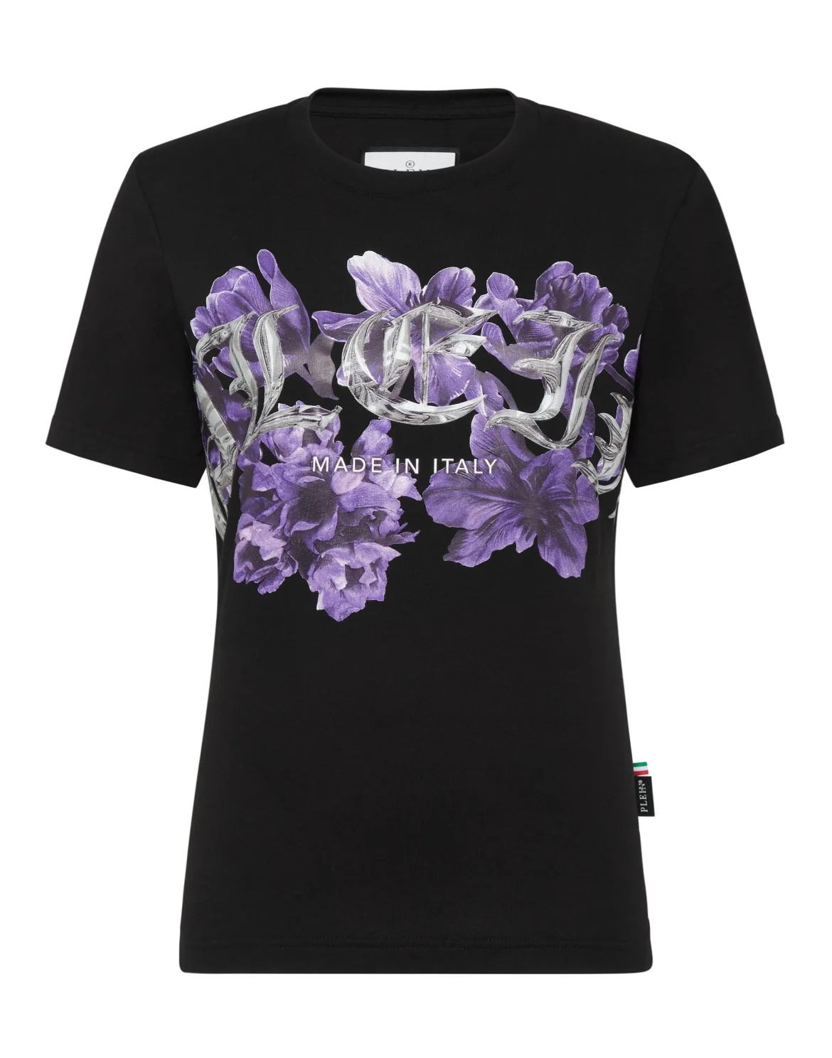 Padded Shoulder T-shirt Sexy Pure Fit Flowers, цвет: Черный