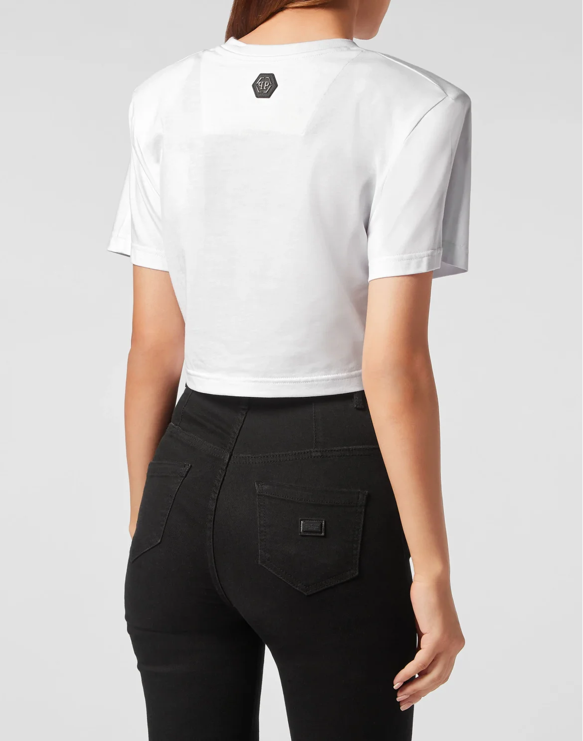 Padded Shoulder Cropped Top Lettering, цвет: Белый