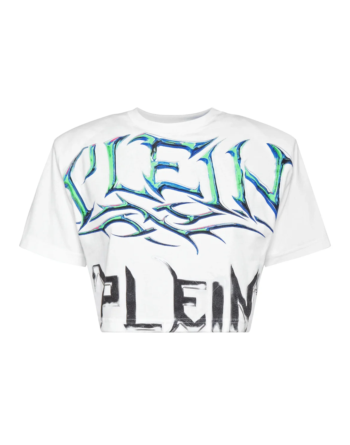 Padded Shoulder Cropped Top Lettering, цвет: Белый
