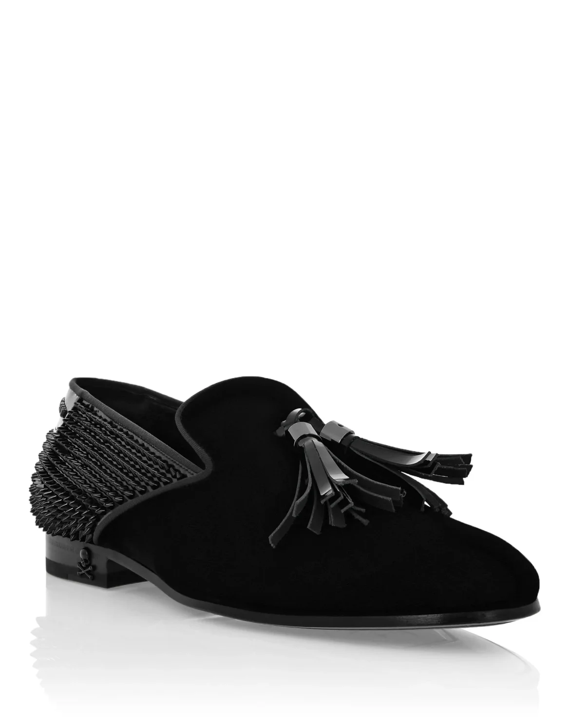 Velvet & Patent Leather  Loafers Studs, цвет: Черный