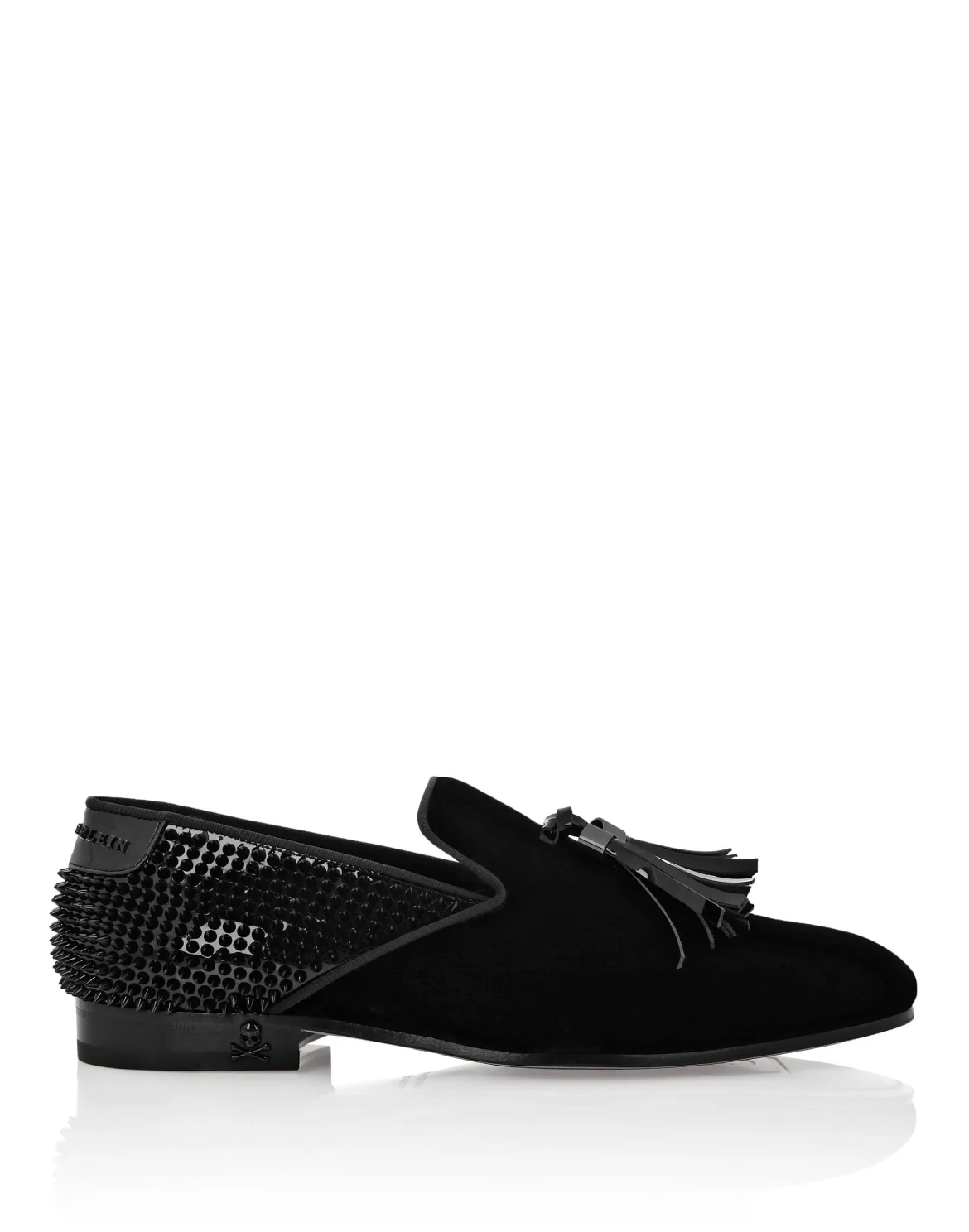 Velvet & Patent Leather  Loafers Studs, цвет: Черный