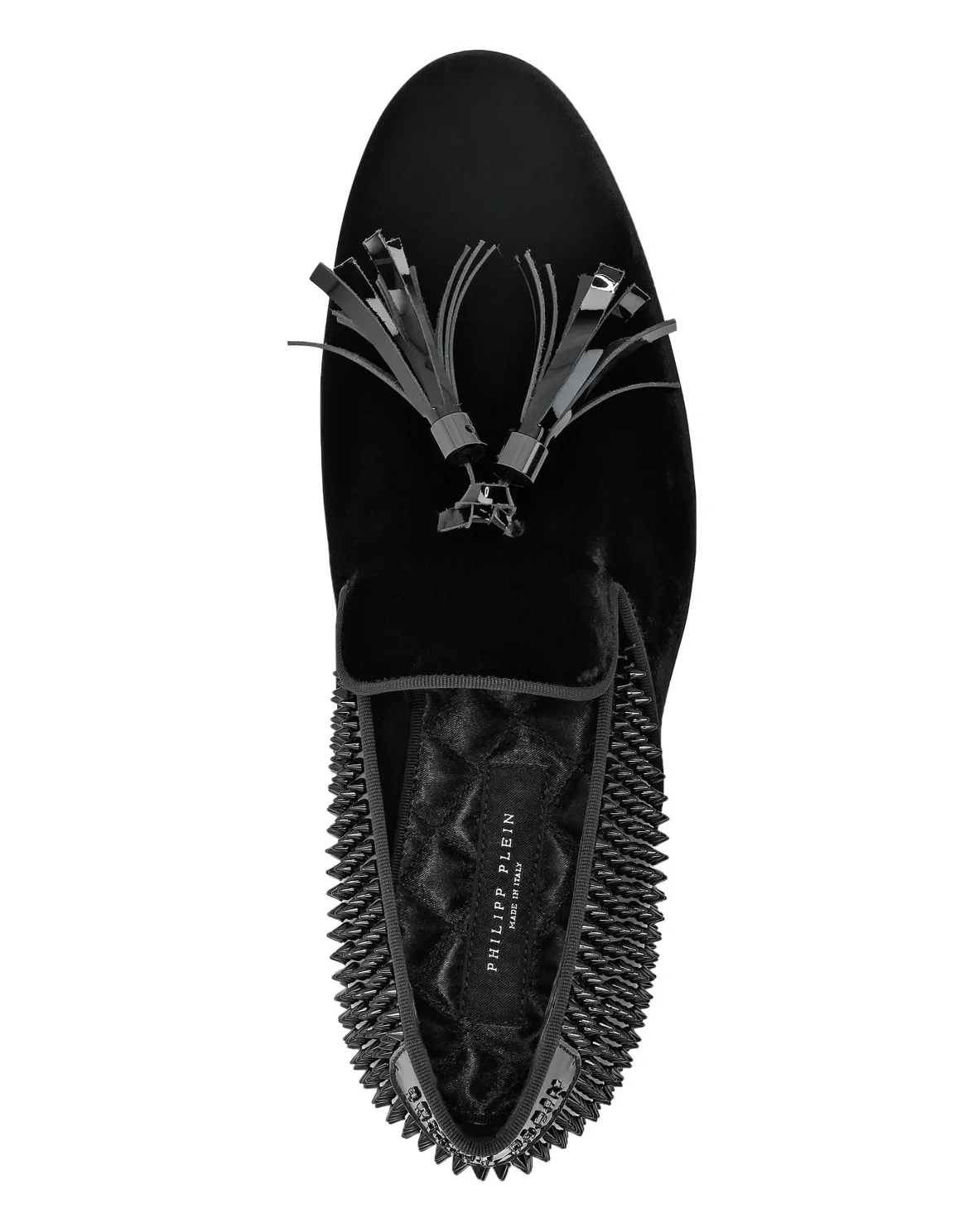 Velvet & Patent Leather  Loafers Studs, цвет: Черный