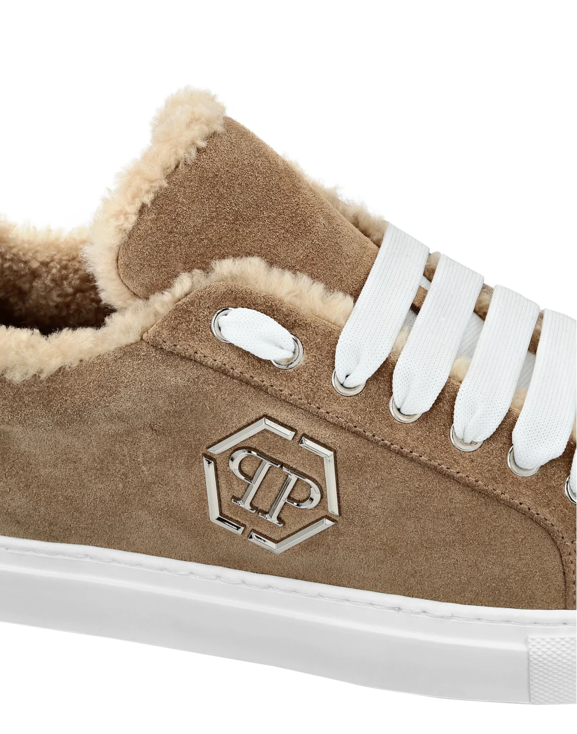 Shearling Lo-Top Sneakers, цвет: Бежевый