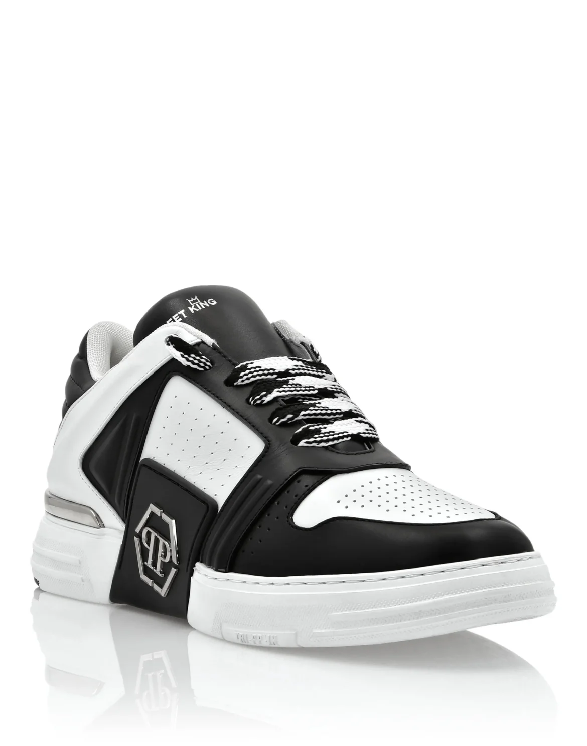 Leather Lo-Top Sneakers Hexagon, цвет: Черный