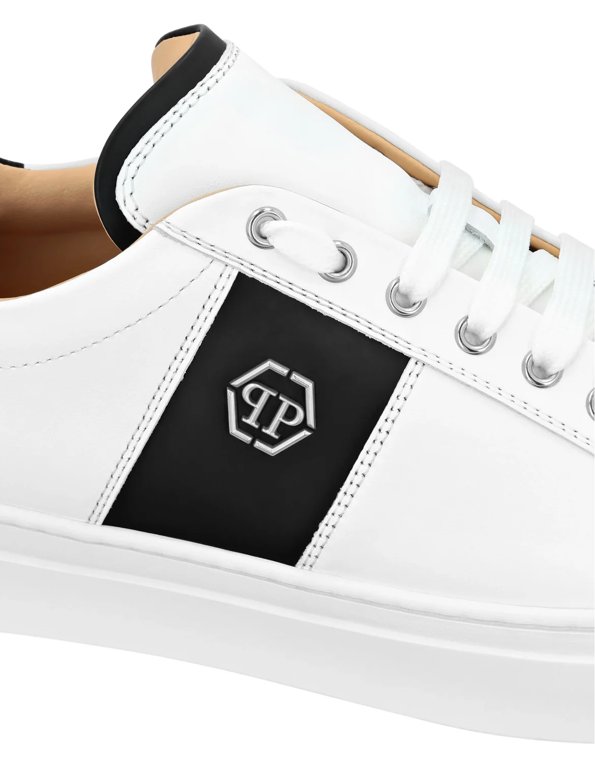 Leather Lo-Top Sneakers Hexagon, цвет: Белый